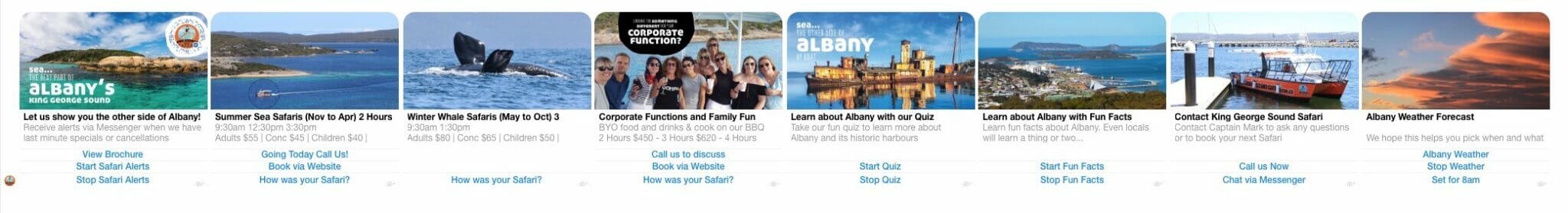 Menu of available functions using Safari Alerts
